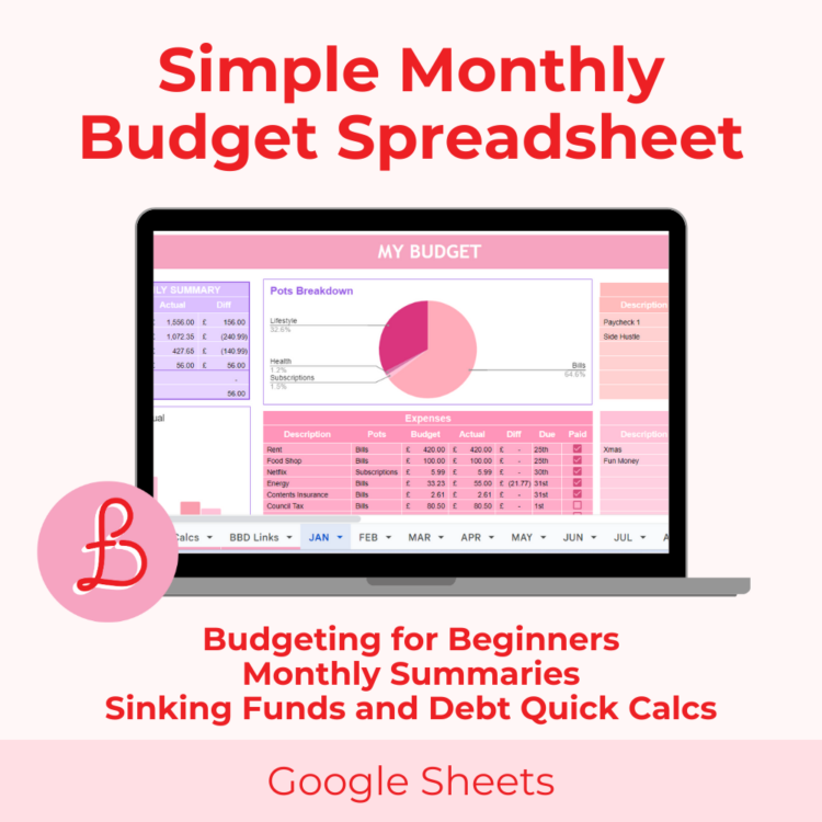 Simple Monthly Budget Google Sheets Beth S Budget Diary